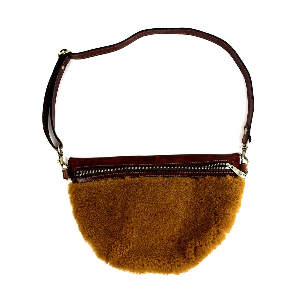 Patricia Nash Tinchi Shearling Sling Bag Cognac‎ Leather Crossbody